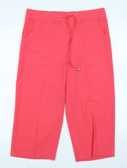 Womens UK Size 12 Papaya Regular Fit Capri Pink Trousers