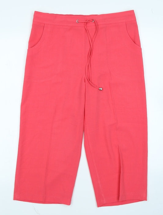 Womens UK Size 12 Papaya Regular Fit Capri Pink Trousers