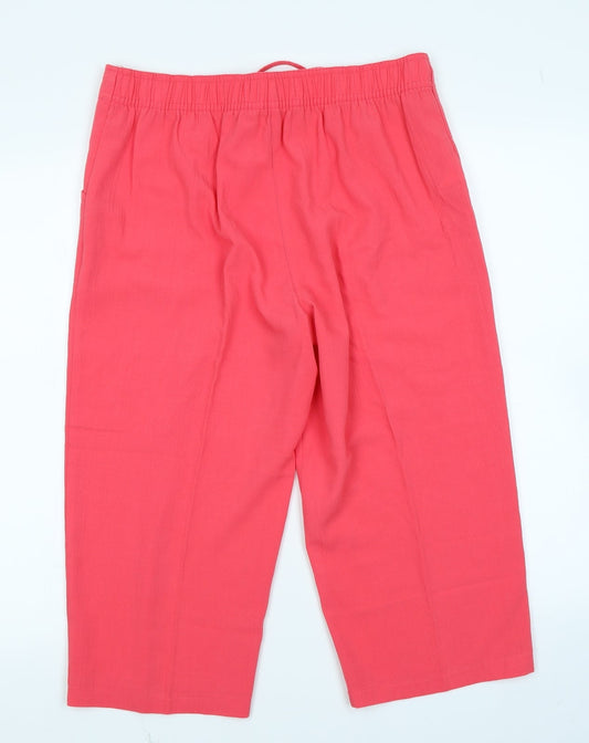Womens UK Size 12 Papaya Regular Fit Capri Pink Trousers