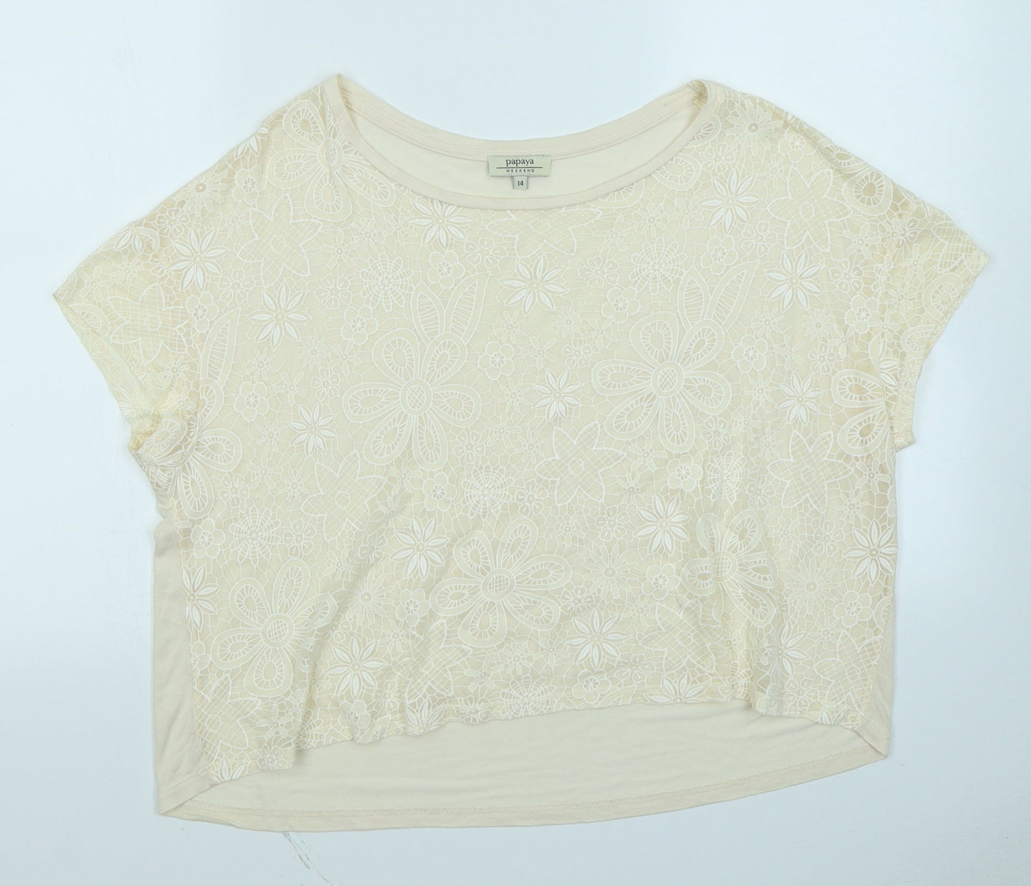 Papaya Womens Ivory   Cropped T-Shirt Size 14