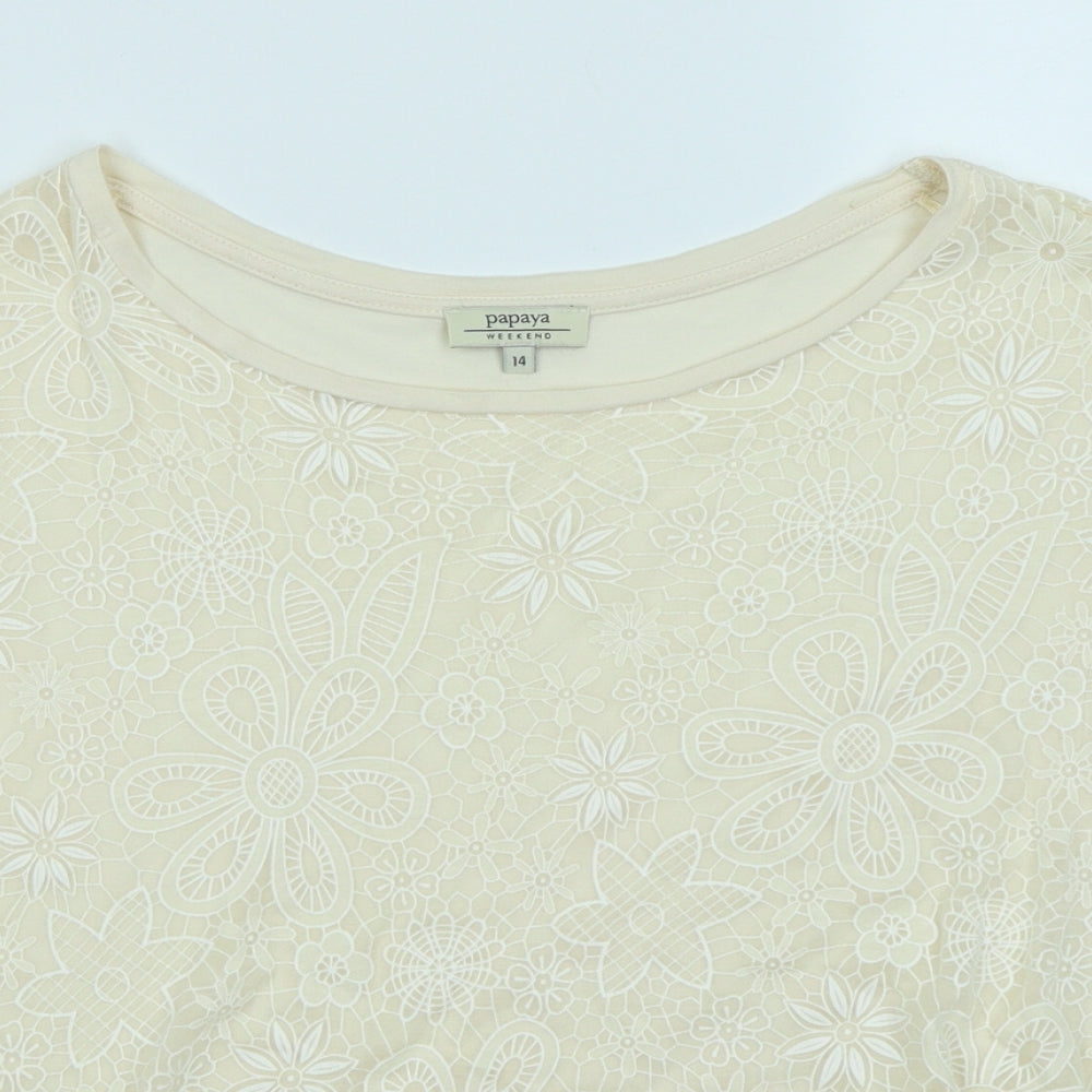 Papaya Womens Ivory   Cropped T-Shirt Size 14