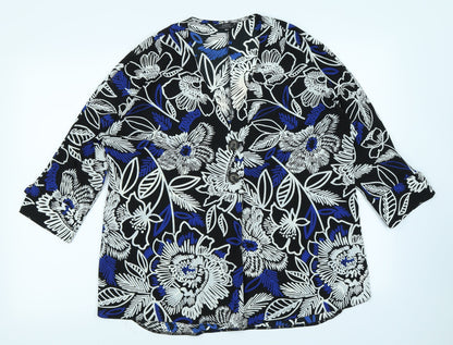 Papaya Womens Black Floral  Basic Blouse Size 14