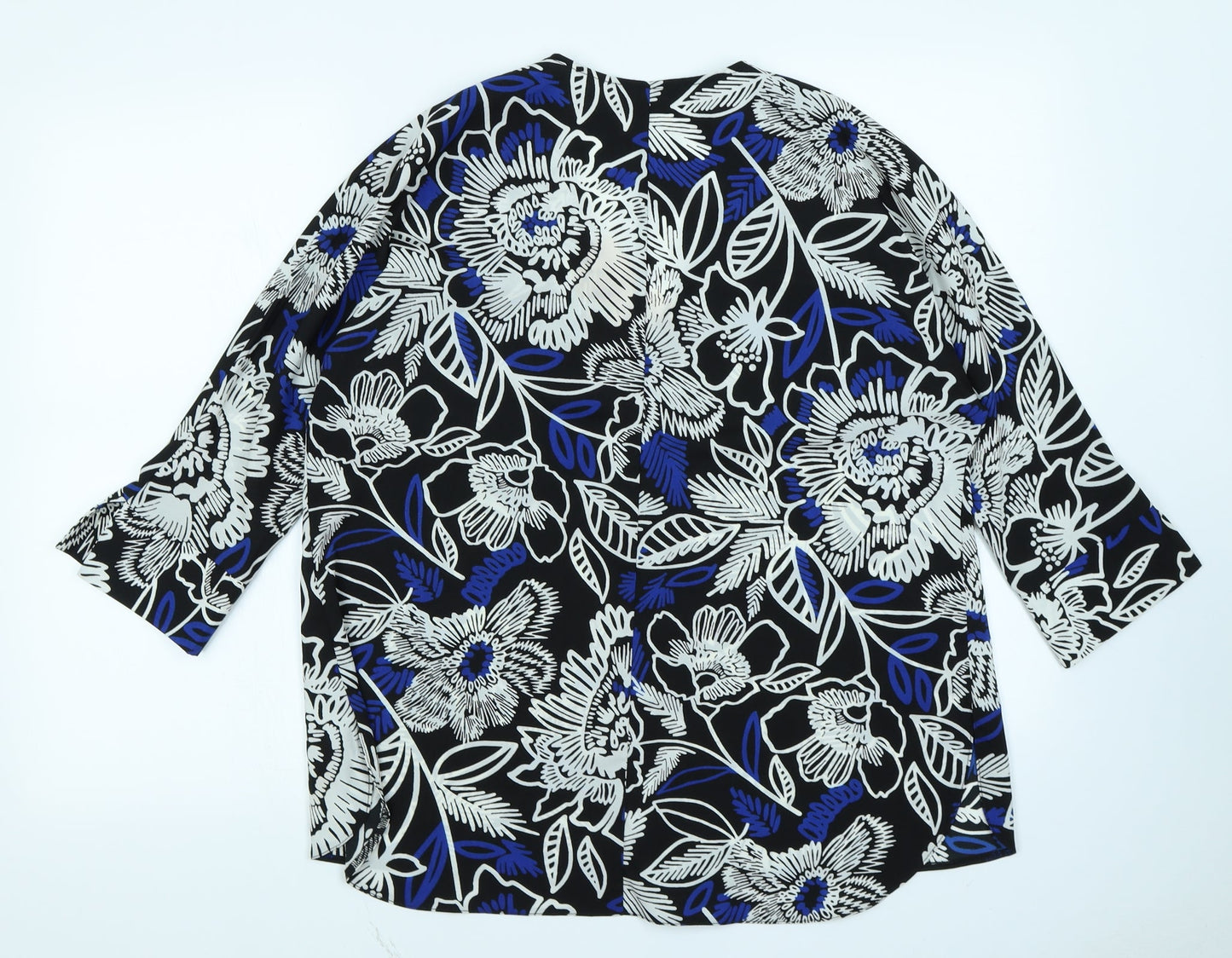 Papaya Womens Black Floral  Basic Blouse Size 14