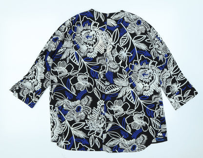 Papaya Womens Black Floral  Basic Blouse Size 14