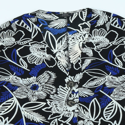 Papaya Womens Black Floral  Basic Blouse Size 14