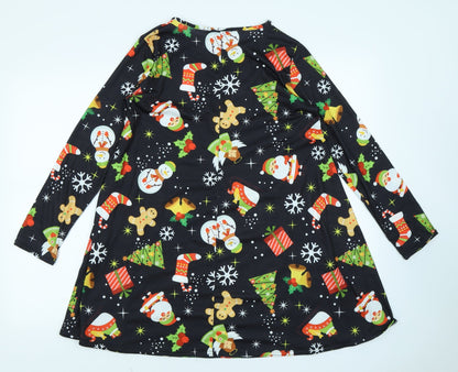 Ash Collection Womens Black Polka Dot  Fit & Flare  Size M  - Christmas dress