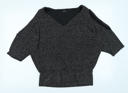 Womens UK Size 12 Roman Black Basic T-Shirt