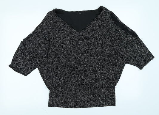Womens UK Size 12 Roman Black Basic T-Shirt