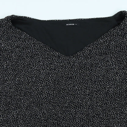 Womens UK Size 12 Roman Black Basic T-Shirt