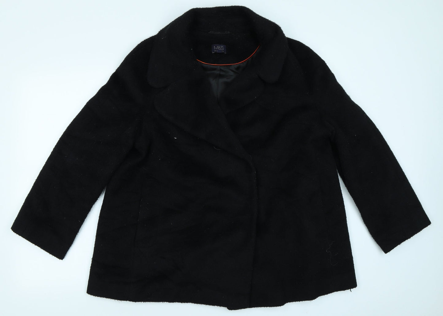 M&S Collection Womens Black   Overcoat Coat Size 14