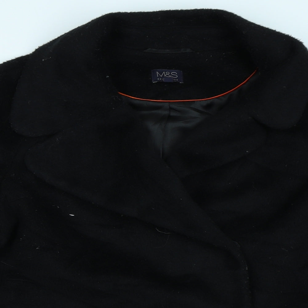 M&S Collection Womens Black   Overcoat Coat Size 14