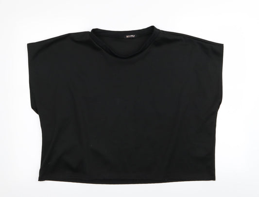 Womens UK Size L Misspap Black Basic T-Shirt