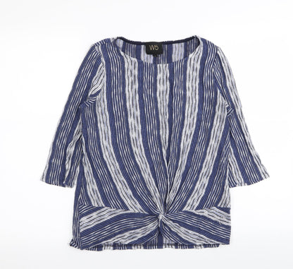 W5 Womens Blue Striped  Basic T-Shirt Size M