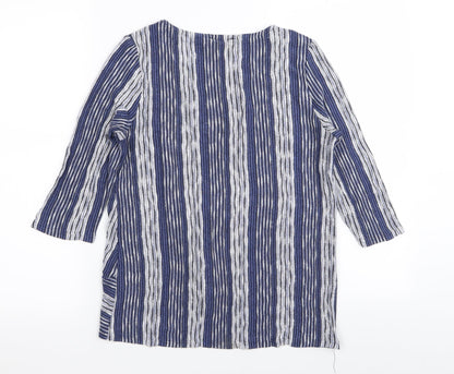 W5 Womens Blue Striped  Basic T-Shirt Size M