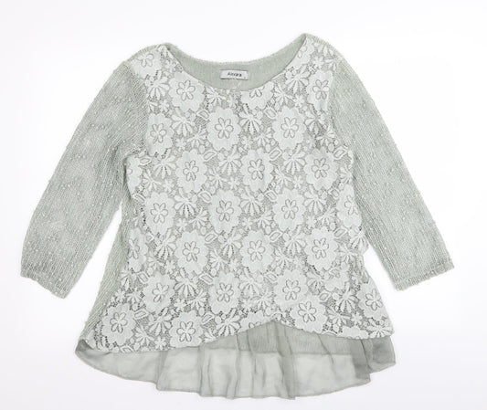 alexara Womens Green Floral  Basic T-Shirt Size M