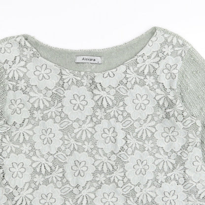 alexara Womens Green Floral  Basic T-Shirt Size M