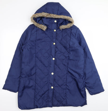 Womens UK Size M Anne De Lancay Blue Parka Coat
