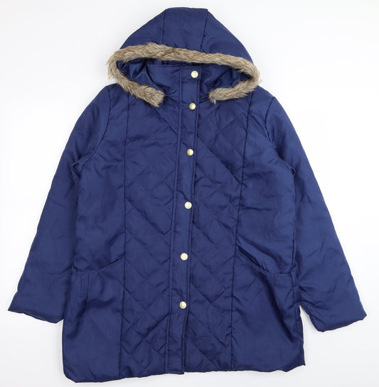 Womens UK Size M Anne De Lancay Blue Parka Coat