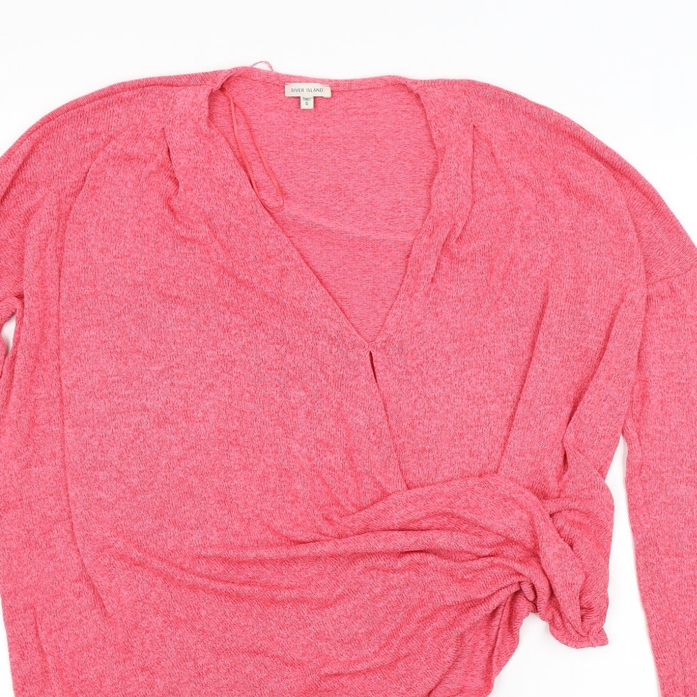 Womens UK Size 6 River Island Pink Basic T-Shirt