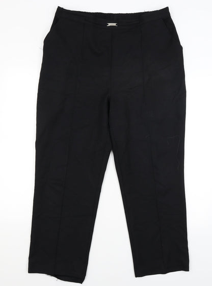 Womens UK Size 16 Papaya Regular Fit Dress Pants Black Trousers