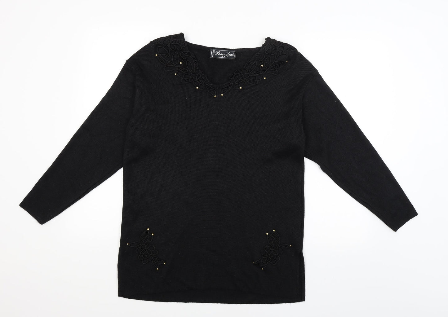 Pom Pom  Womens Black   Pullover Jumper Size 14