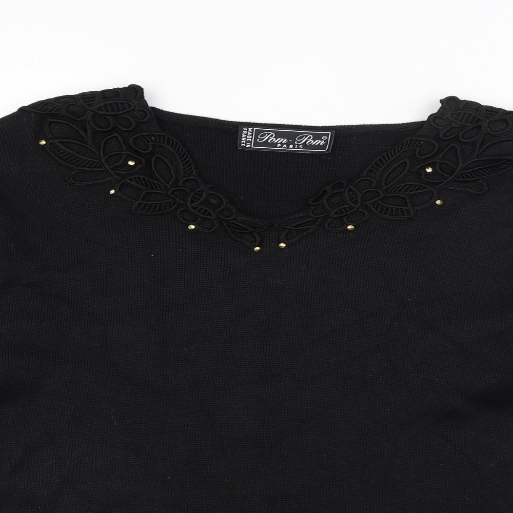 Pom Pom  Womens Black   Pullover Jumper Size 14