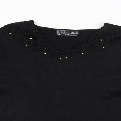Pom Pom  Womens Black   Pullover Jumper Size 14
