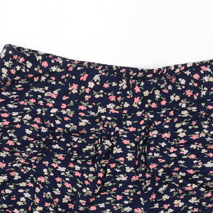 Peacocks Womens Blue Floral  Mom Shorts Size 8
