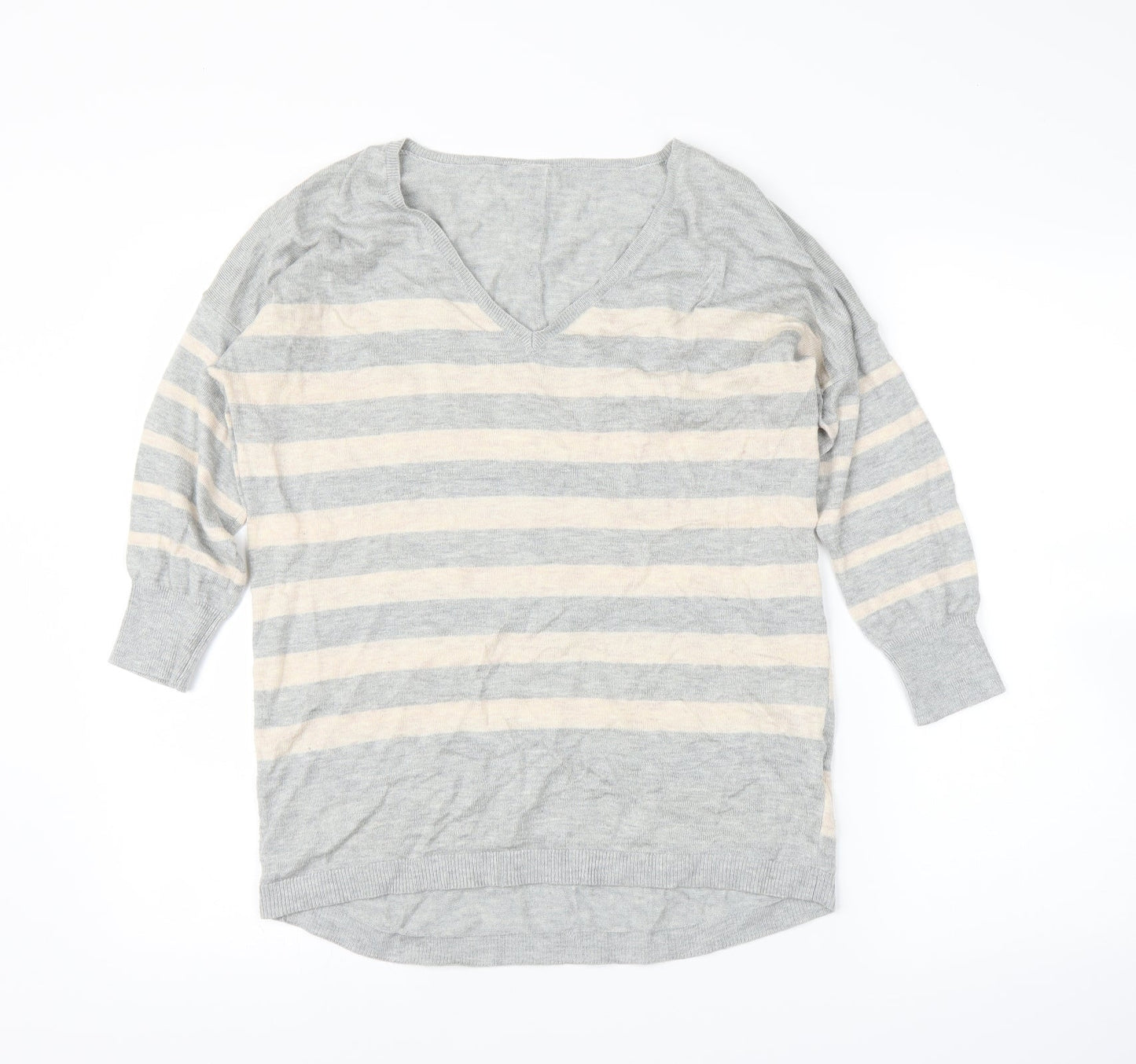 Oasis Womens Grey Striped  Pullover Jumper Size M