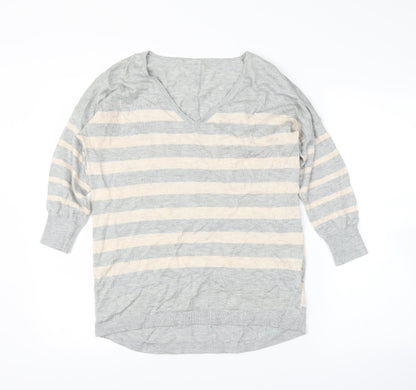 Oasis Womens Grey Striped  Pullover Jumper Size M