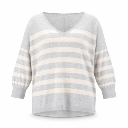 Oasis Womens Grey Striped  Pullover Jumper Size M