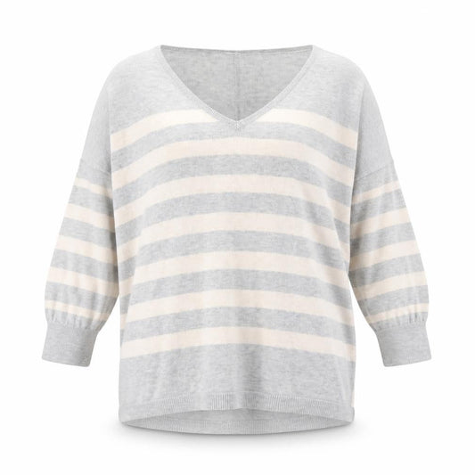 Oasis Womens Grey Striped  Pullover Jumper Size M
