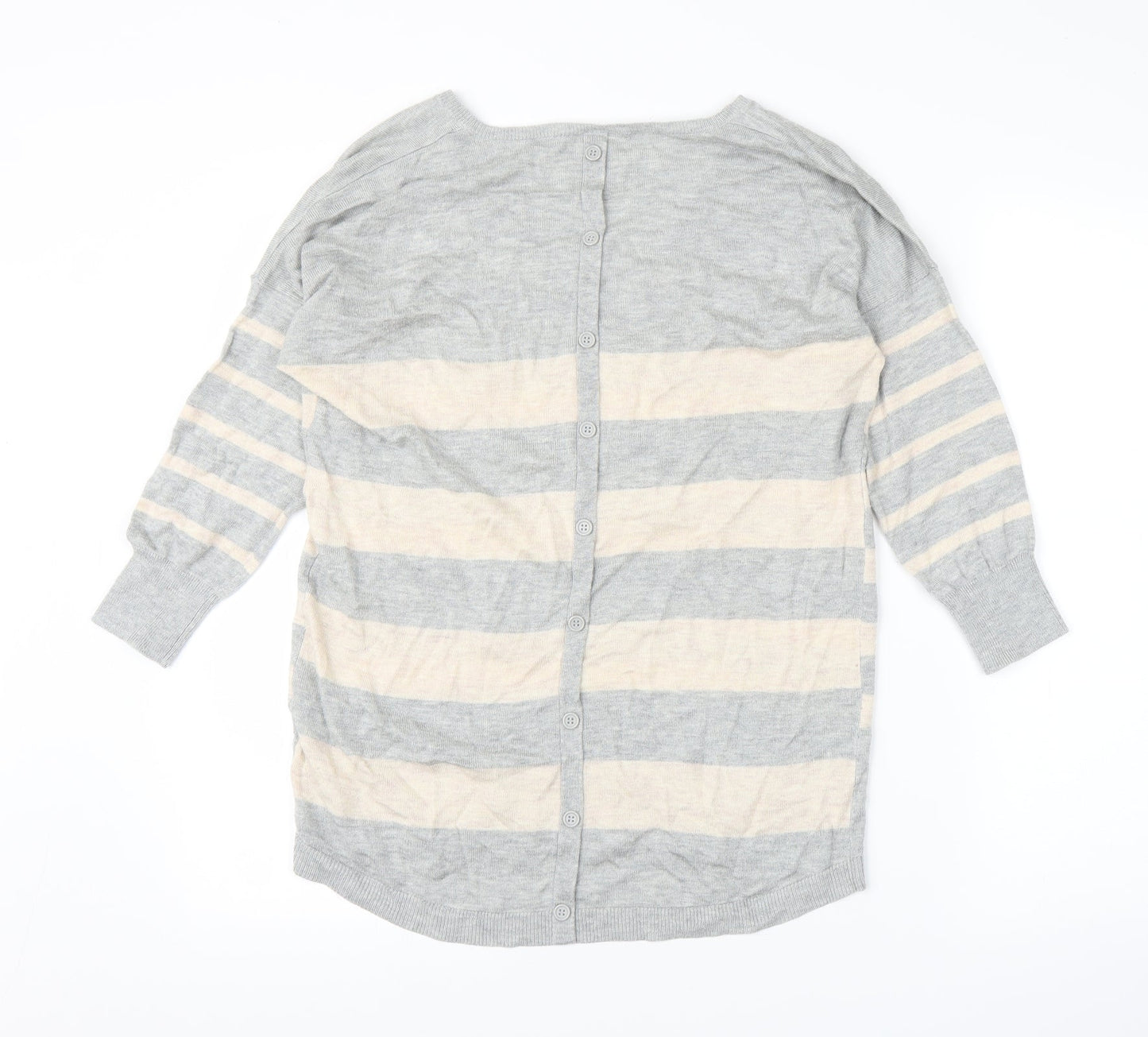 Oasis Womens Grey Striped  Pullover Jumper Size M