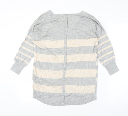 Oasis Womens Grey Striped  Pullover Jumper Size M