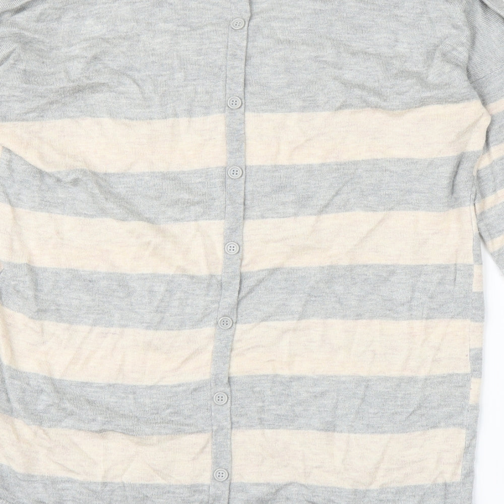 Oasis Womens Grey Striped  Pullover Jumper Size M