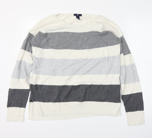 Gap Mens White Striped  Pullover Jumper Size L