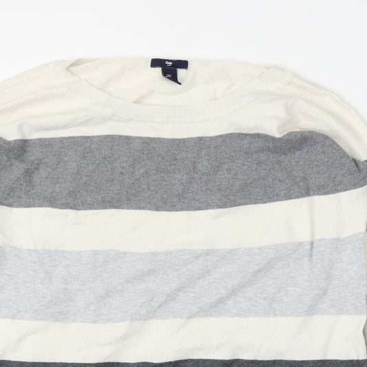 Gap Mens White Striped  Pullover Jumper Size L