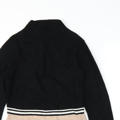 New Look Womens Black Striped  Pullover Jumper Size 12