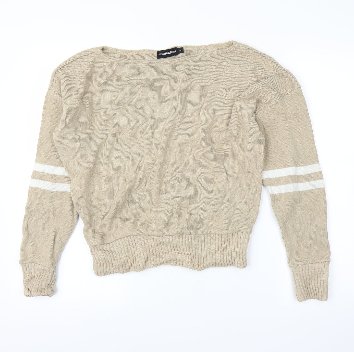 PRETTYLITTLETHING Womens Beige   Pullover Jumper Size S