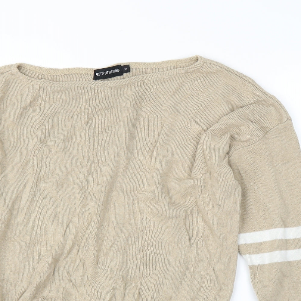 PRETTYLITTLETHING Womens Beige   Pullover Jumper Size S