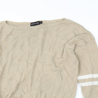 PRETTYLITTLETHING Womens Beige   Pullover Jumper Size S
