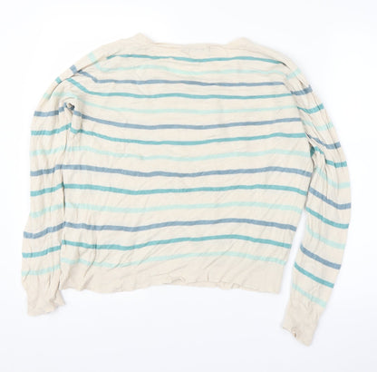 Marks & Spencer Womens Beige Striped  Pullover Jumper Size 14