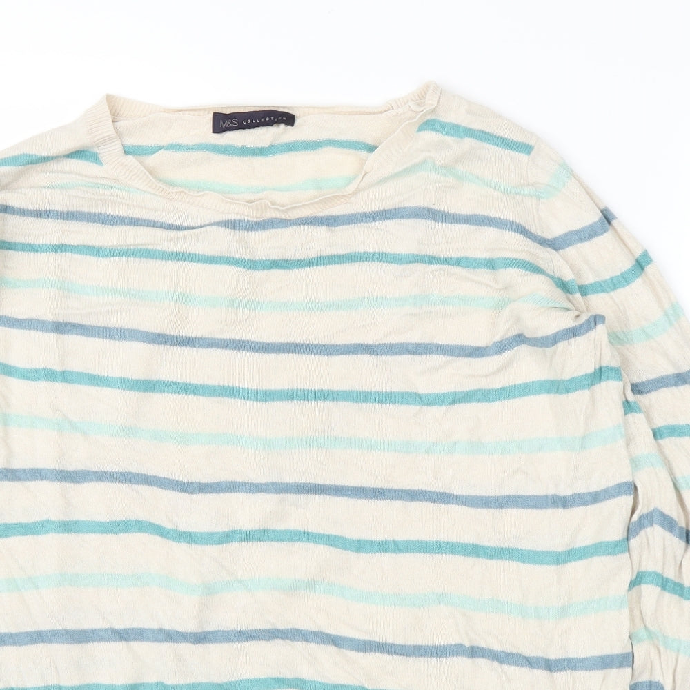 Marks & Spencer Womens Beige Striped  Pullover Jumper Size 14