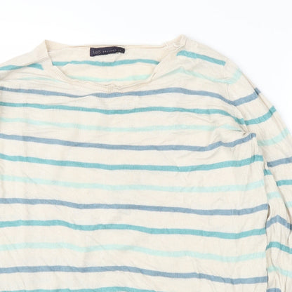 Marks & Spencer Womens Beige Striped  Pullover Jumper Size 14