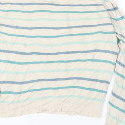 Marks & Spencer Womens Beige Striped  Pullover Jumper Size 14