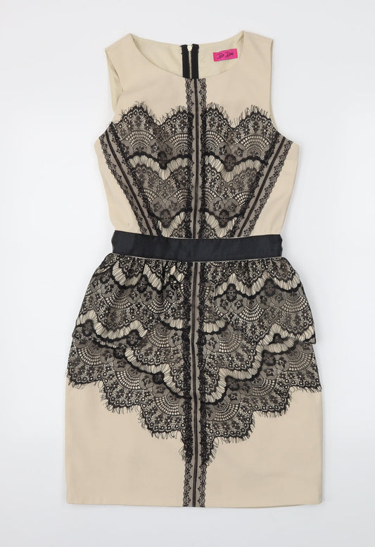 BE BEAU Womens Ivory Floral  A-Line  Size 6