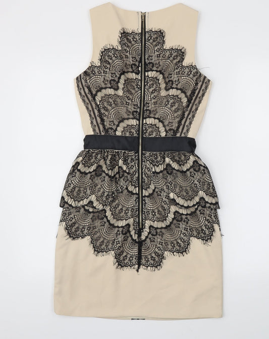 BE BEAU Womens Ivory Floral  A-Line  Size 6