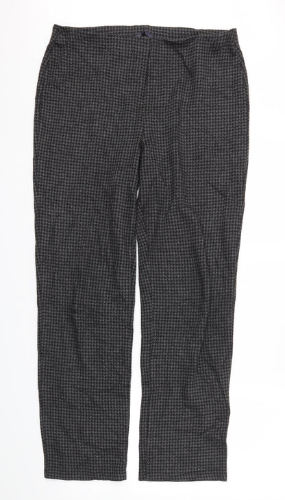 M&S Womens Black Argyle/Diamond  Trousers  Size 14 L29 in