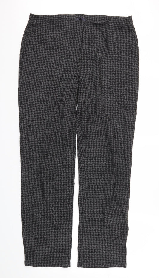 M&S Womens Black Argyle/Diamond  Trousers  Size 14 L29 in