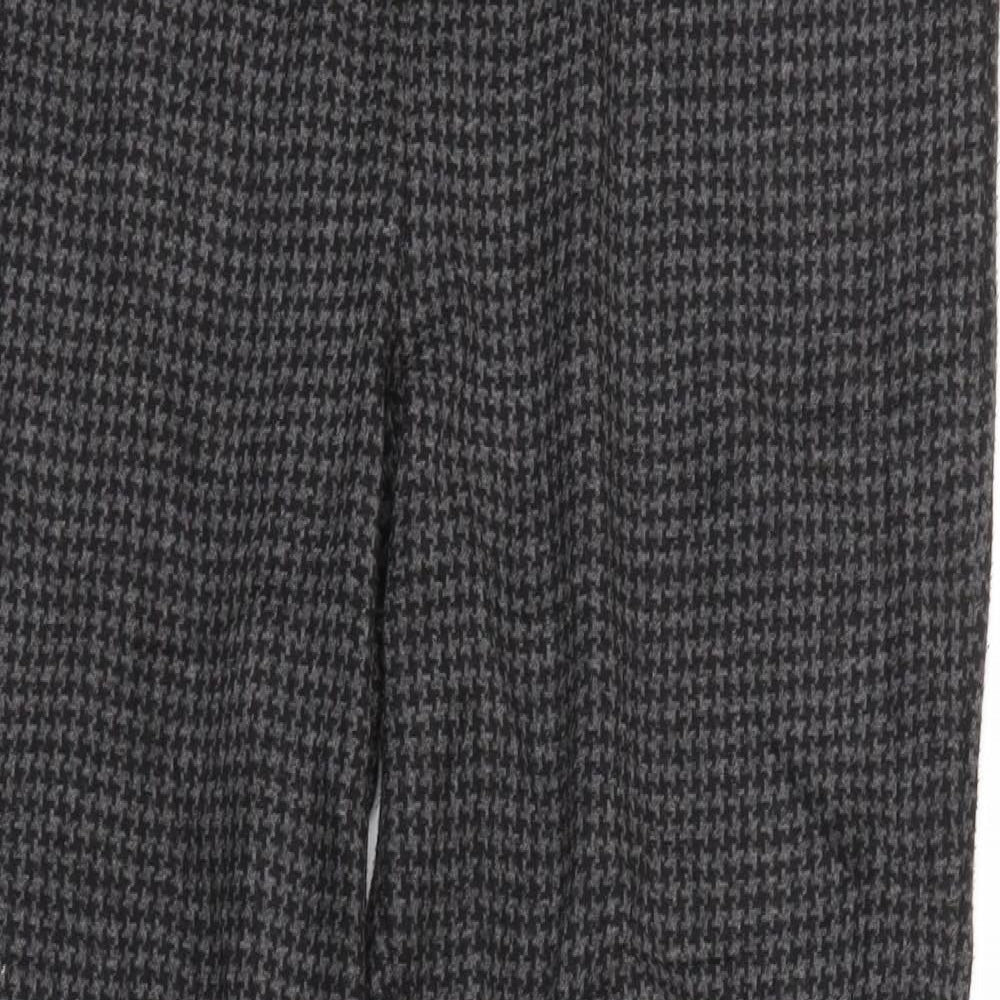 M&S Womens Black Argyle/Diamond  Trousers  Size 14 L29 in